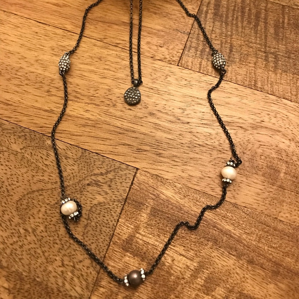 Double strand mixed media necklace